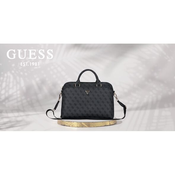 Bag Guess 4G Zipper Pocket Triangle Logo 15" black