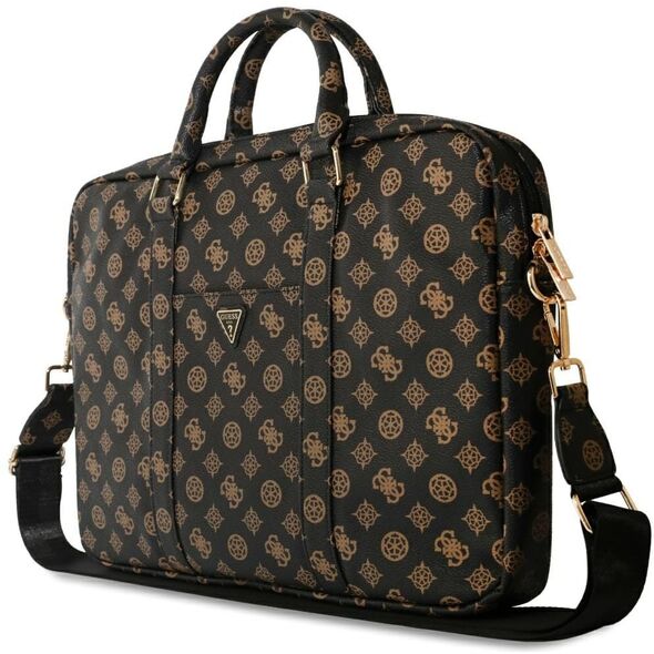 Bag Guess 4G Peony Front Pocket Zipper Triangle Logo 16" black