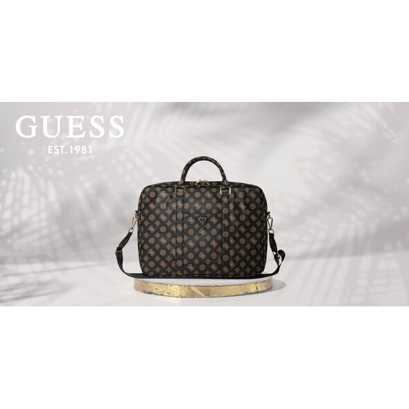 Bag Guess 4G Peony Front Pocket Zipper Triangle Logo 16" black