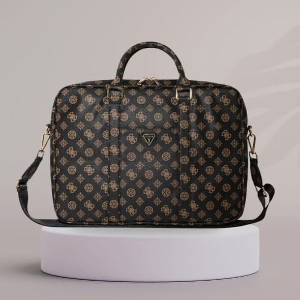 Bag Guess 4G Peony Front Pocket Zipper Triangle Logo 16" black