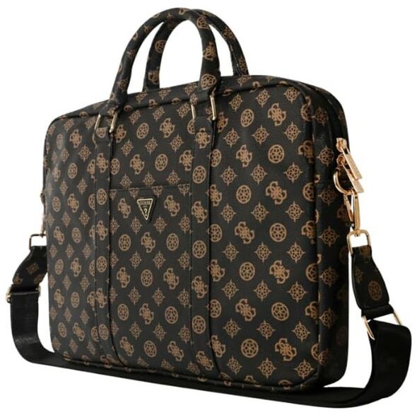Bag Guess 4G Peony Front Pocket Zipper Triangle Logo 16" black