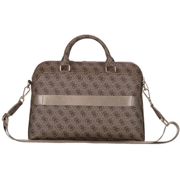 Bag Guess 4G Zipper Pocket Triangle Logo 15" brown