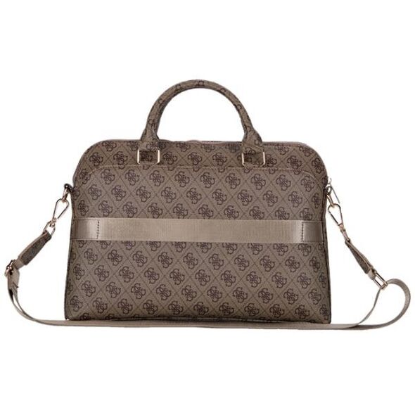 Bag Guess 4G Zipper Pocket Triangle Logo 15" brown