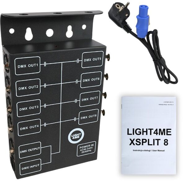 LIGHT4ME XSPLIT 8 rozdzielacz sygnału DMX splitter 8-kanałowy uchwyt montażowy