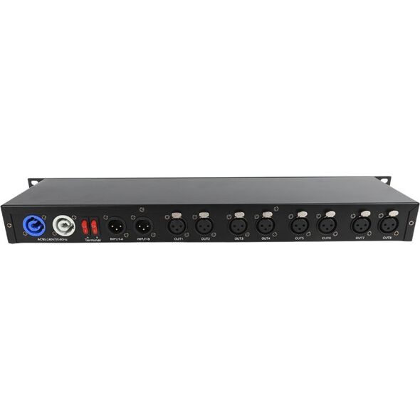 LIGHT4ME XSPLIT 2x4 rozdzielacz sygnału DMX splitter 8-kanałowy rack 19" 1U dwa tryby pracy