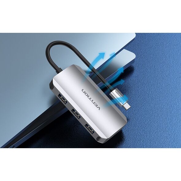 Vention TNDHB huby i koncentratory USB Type-C 5000 Mbit/s Szary