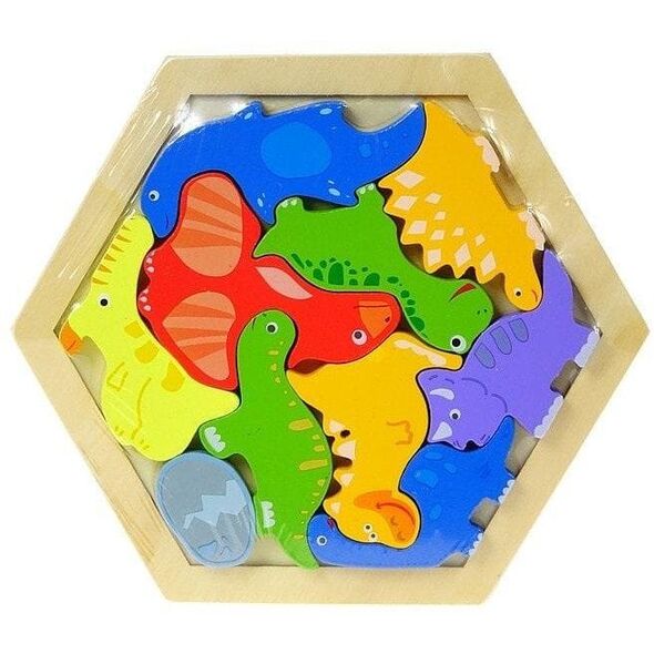 Układanka drewniana puzzle dinozaury EDUKAMP