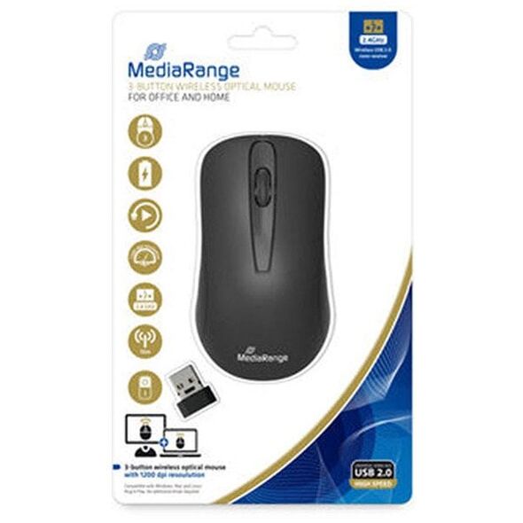 MediaRange MROS209 myszka Biuro Po prawej stronie RF Wireless Optyczny 1200 DPI