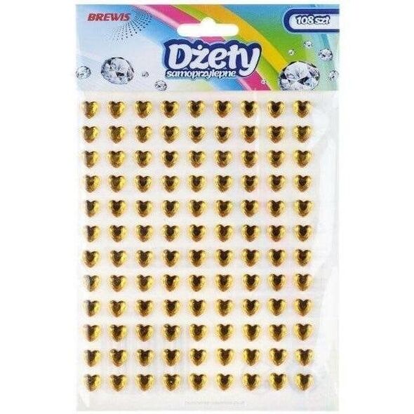 Dżety samoprzylepne serca złote 108szt