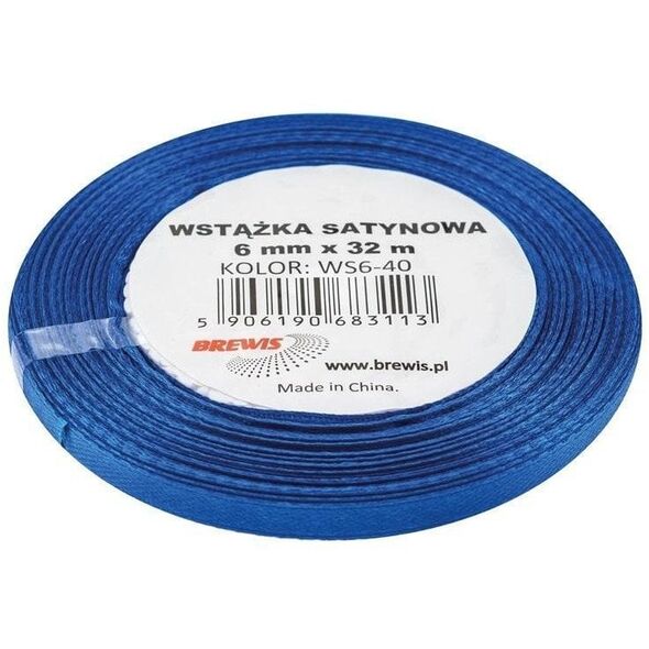 Wstążka satynowa niebieska 6mmx32m