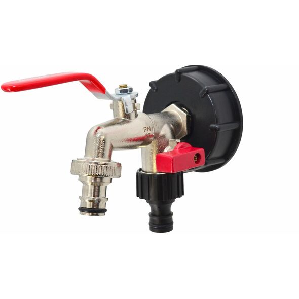 AWTOOLS KRAN OGRODOWY DO ZBIORNIKA CYNK NIKLOWANY PODWÓJNY 1/2" GWINT ZEWNĘTRZNY 2x3/4" MAUZER