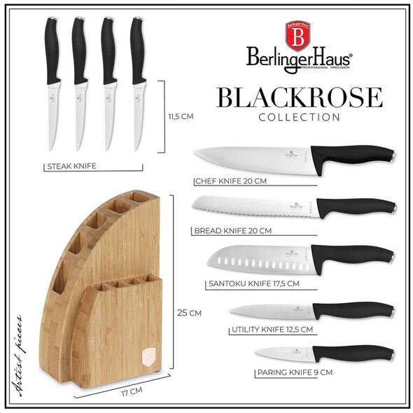 Σετ Μαχαιριών Berlinger Haus Bh-2760 Black Rose Σε Μπλοκ Μπαμπού Lumarko!