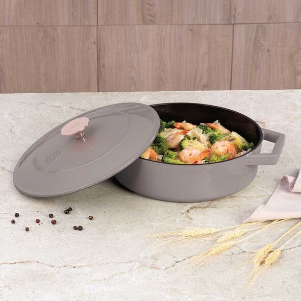 Μαντεμένια Κατσαρόλα 26cm Επίπεδη Berlinger Haus Bh-6527 Taupe Lumarko!