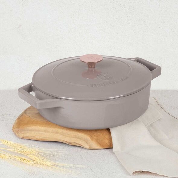 Μαντεμένια Κατσαρόλα 26cm Επίπεδη Berlinger Haus Bh-6527 Taupe Lumarko!