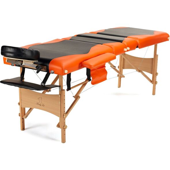 Bodyfit Łóżko do masażu 4 segmentowe dwukolorowe czarno - pomarańczowe (1045)
