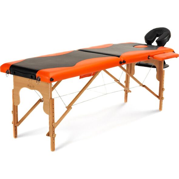 Bodyfit Łóżko do masażu 2 segmentowe dwukolorowe czarno - pomarańczowe (1041)