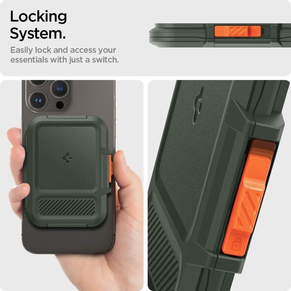 SPIGEN LOCK FIT MAGSAFE UNIVERSAL ΜΑΓΝΗΤΙΚΗ ΘΗΚΗ ΚΑΡΤΩΝ ΣΤΡΑΤΙΩΤΙΚΟ ΠΡΑΣΙΝΟ