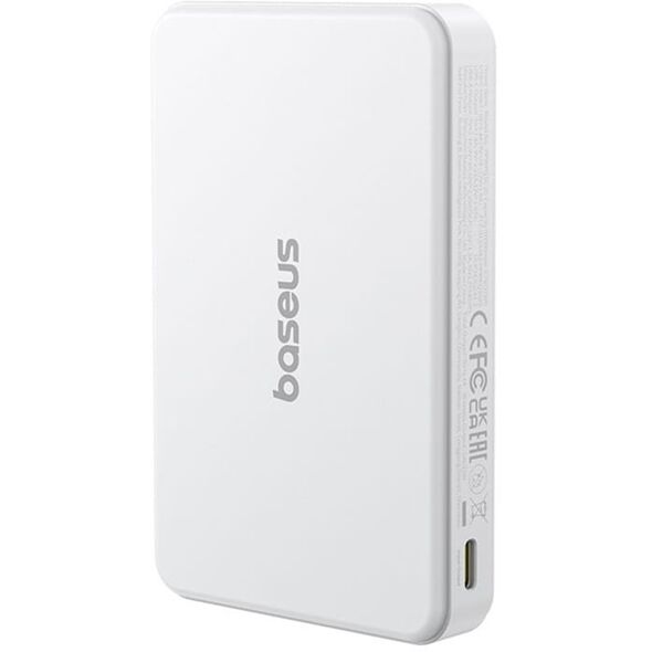 Powerbank Baseus Airpow II 10000mAh Qi2 με MagSafe 22,5W με καλώδιο Baseus Simple Series USB-C - USB-C 20V/3A (30cm) - λευκό