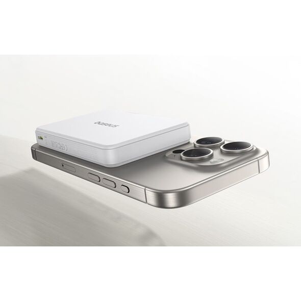 Powerbank Baseus Airpow II 10000mAh Qi2 με MagSafe 22,5W με καλώδιο Baseus Simple Series USB-C - USB-C 20V/3A (30cm) - λευκό