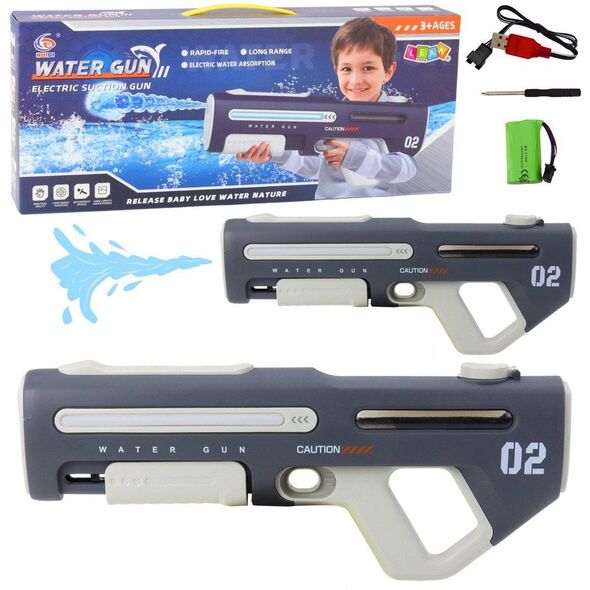Elektryczny Automatyczny Pistolet Karabin Na Wodę Szary 42cm LEAN Toys