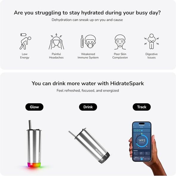HidrateSpark HidrateSpark Pro Tumbler – Έξυπνο μπουκάλι νερού, 592 ml, ανοξείδωτο 12515204 815105026219