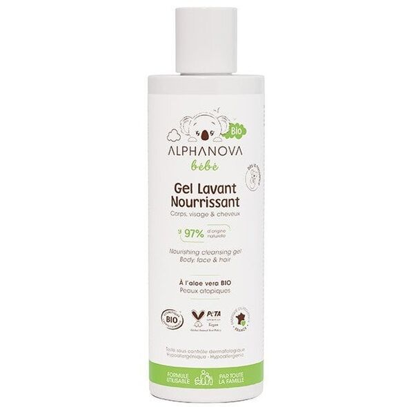 Alphanova Bebe Bio, Θρεπτικό τζελ καθαρισμού για το σώμα, το πρόσωπο και τα μαλλιά για βρέφη, 200ml