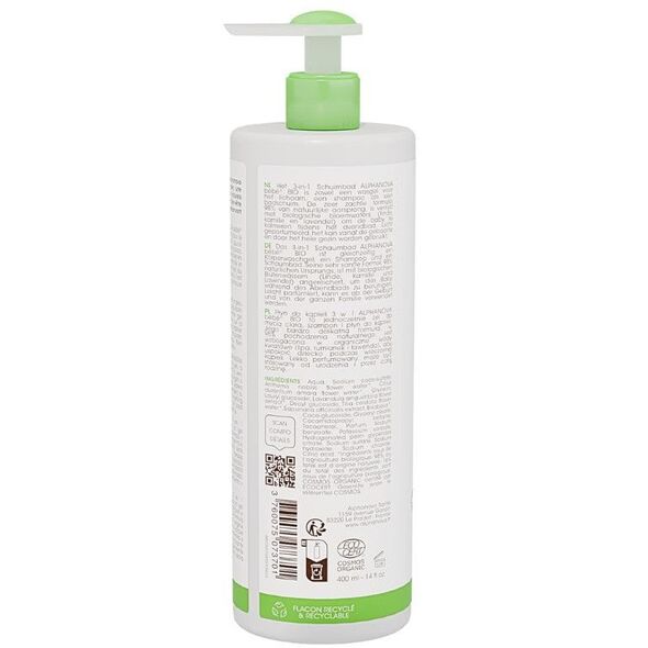 Alphanova Bebe Bio, Απαλό Υγρό Μπάνιου για Βρέφη 3 σε 1, 400 ml