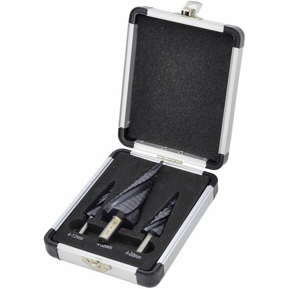 AWTOOLS ΣΠΕΙΡΟΕΙΔΕΣ ΒΗΜΑΤΙΚΟ ΤΡΥΠΑΝΙ M2-TiAlN / Σετ 3 τεμ. / 4-12mm / 4-20mm / 4-39mm /BL
