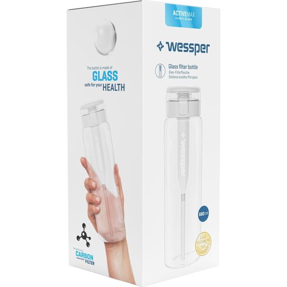 Wessper Szklana butelka filtrująca ActiveMax Clarti Glass 680ml