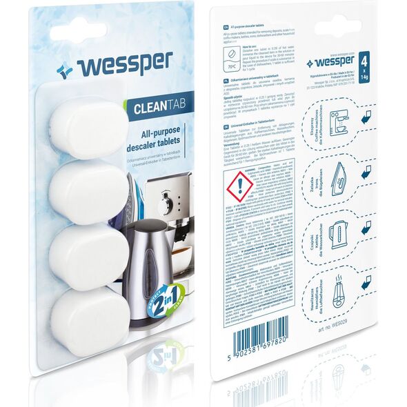 Wessper CleanTab uniwersalny odkamieniacz do ekspresów, czajników i żelazek w tabletkach