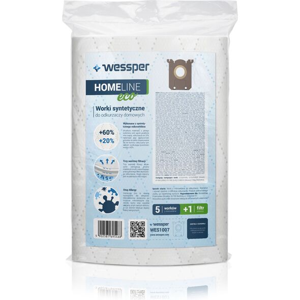 Worek do odkurzacza Wessper do Philips, AEG, Electrolux, S-Bag - syntetyczne 12 sztuk + filtr