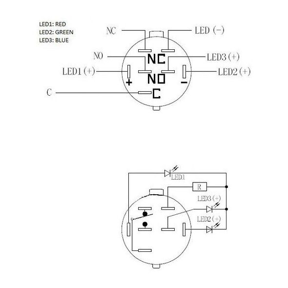 DimasTech DimasTech Βανδαλισμού διακόπτης/κουμπί 22mm, Silverline Dot - RGB