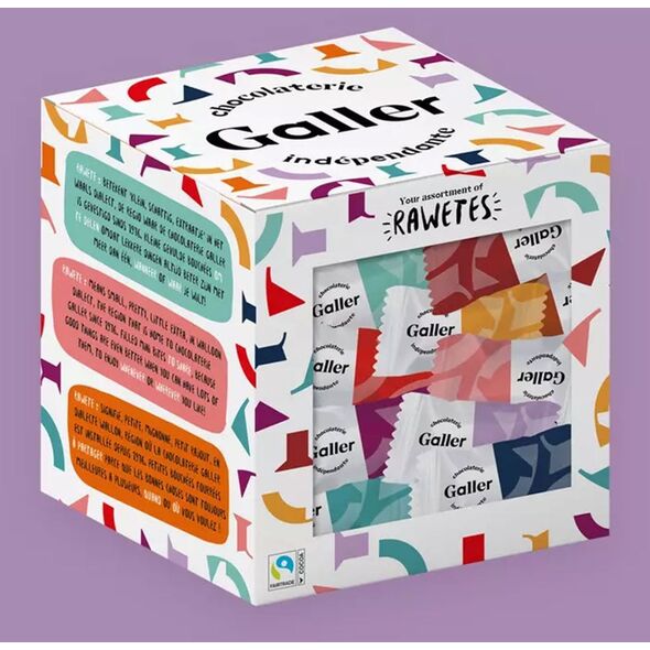 Σετ σοκολατένιων καραμελών Galler Rawetes Cube, 40 τεμ. (200g)