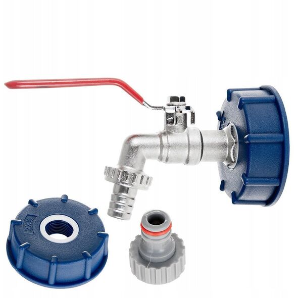 Σετ – καπάκι IBC S60x6 + βρύση 1/2" με έξοδο σε GZ 3/4" + σύνδεσμος για σωλήνα 1/2" + νίπελ για ταχυσύνδεσμο – mauser (40)