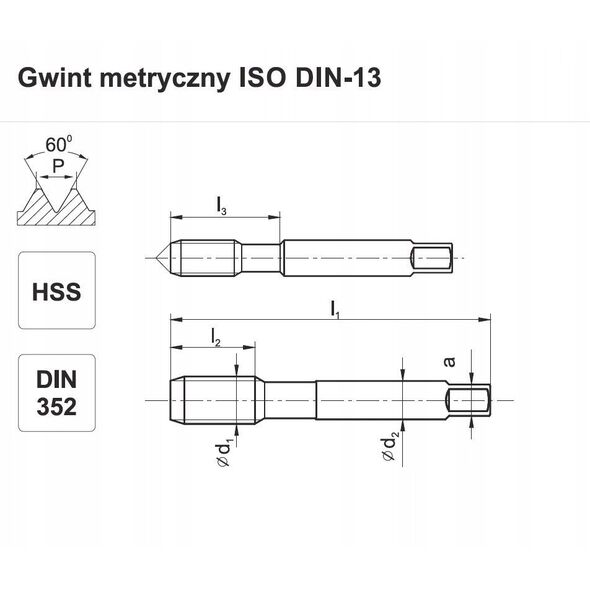 Fanar GWINTOWNIK M 4 NGMM/2 DIN-352//2 LH (6H) HSS - A1-260001-0040