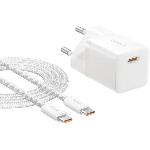 Φορτιστής Baseus GaN5 mini 1C 25W+καλώδιο USB-C λευκό