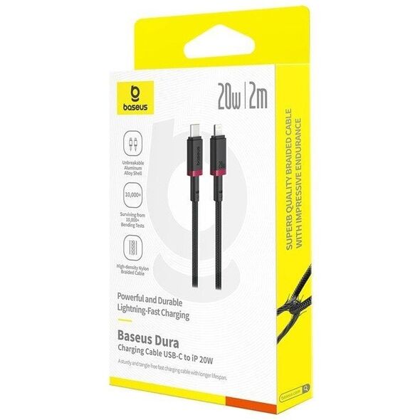 Καλώδιο BASEUS Dura Τύπος C 20W 2m (κόκκινο-μαύρο)