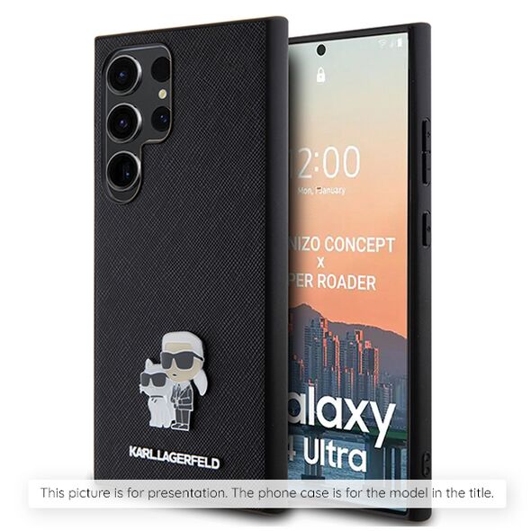 Θήκη Karl Lagerfeld Saffiano με μεταλλικό λογότυπο K&C για Samsung Galaxy A36 μαύρο