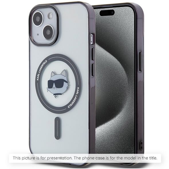 Θήκη Karl Lagerfeld IML Metal Choupette Head MagSafe για iPhone 16e λευκό