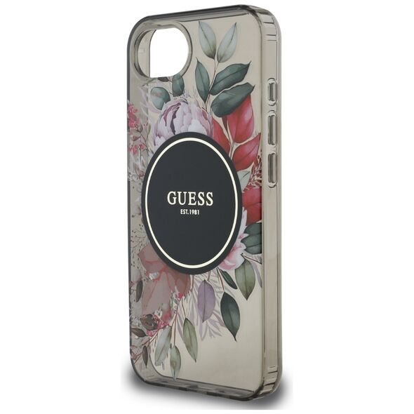 Θήκη Guess IML Flowers MagSafe για iPhone 16e μαύρο