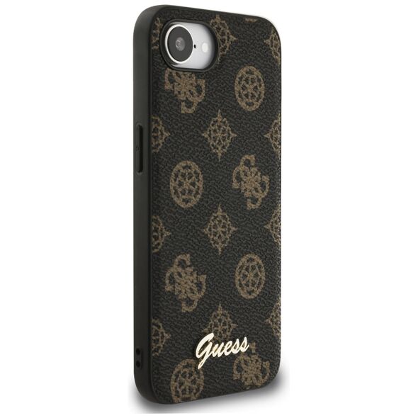 Θήκη Guess Peony Script Logo MagSafe για iPhone 16e μαύρο