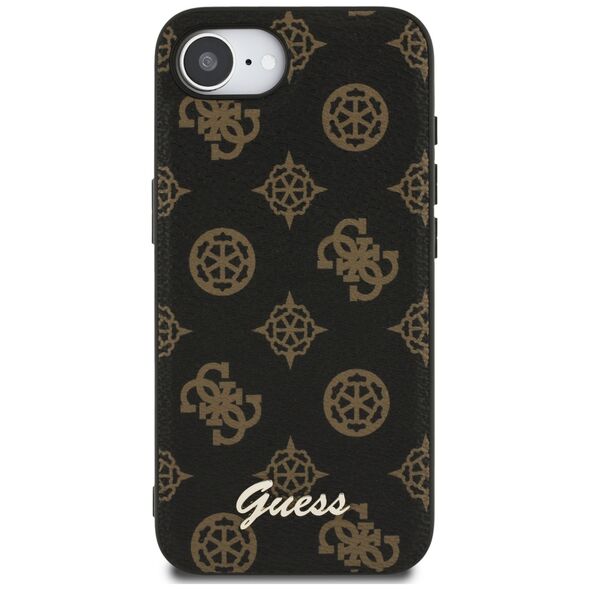 Θήκη Guess Peony Script Logo MagSafe για iPhone 16e μαύρο