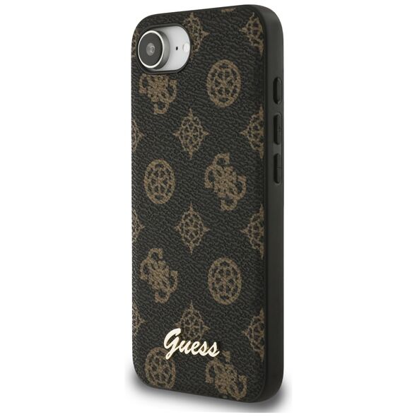 Θήκη Guess Peony Script Logo MagSafe για iPhone 16e μαύρο
