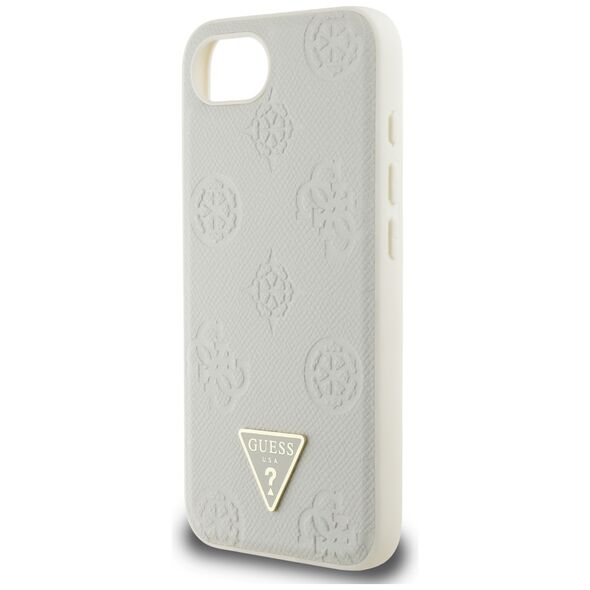 Θήκη Guess Grained Hot Stamp Peony Triangle Logo MagSafe για iPhone 16e μπεζ