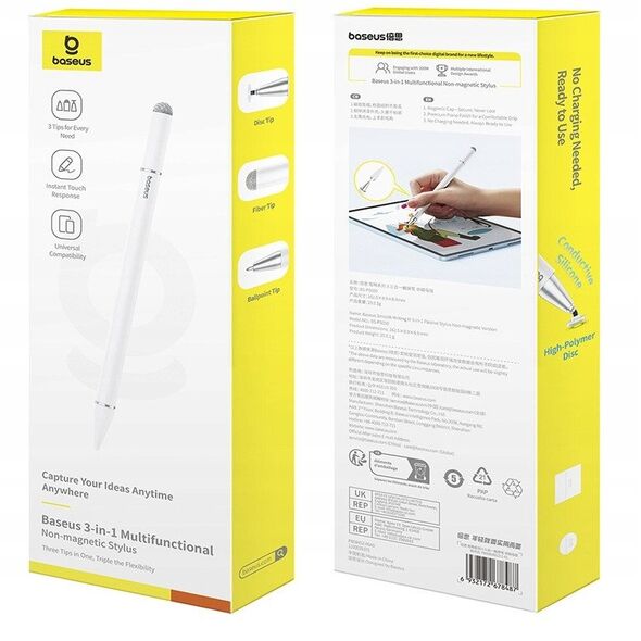 Στυλό BASEUS Smooth Writing III 3w1 παθητική γραφίδα - μη μαγνητική έκδοση - λευκό
