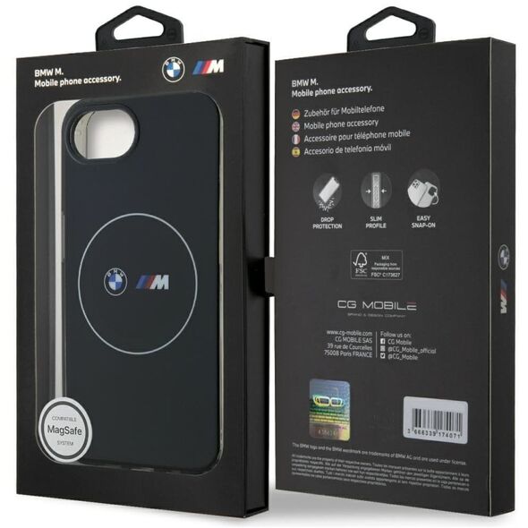Θήκη BMW IML Metal White Circle MagSafe για iPhone 16e μαύρο