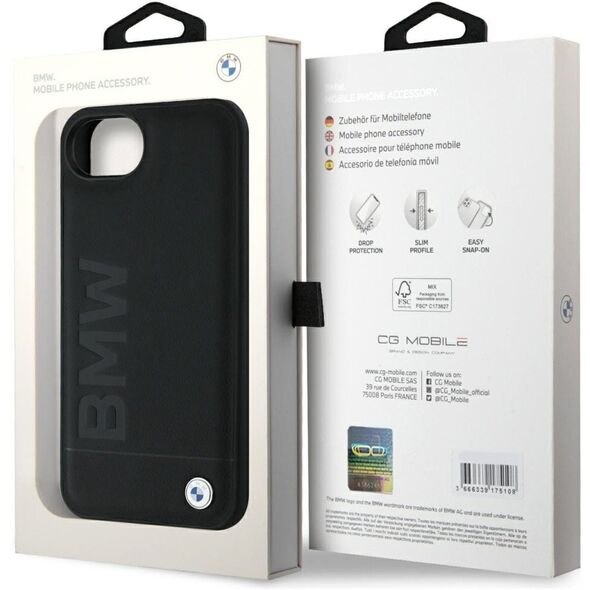 Θήκη BMW Δερμάτινη με Θερμοτυπία για iPhone 16e μαύρο