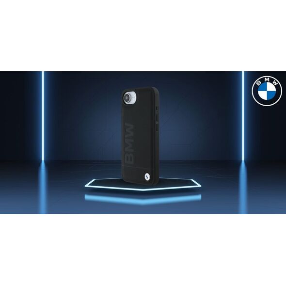Θήκη BMW Δερμάτινη με Θερμοτυπία για iPhone 16e μαύρο