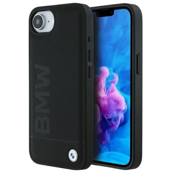 Θήκη BMW Δερμάτινη με Θερμοτυπία για iPhone 16e μαύρο