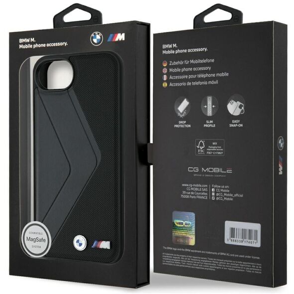 Θήκη BMW Oversized Stripes MagSafe για iPhone 16e μαύρο